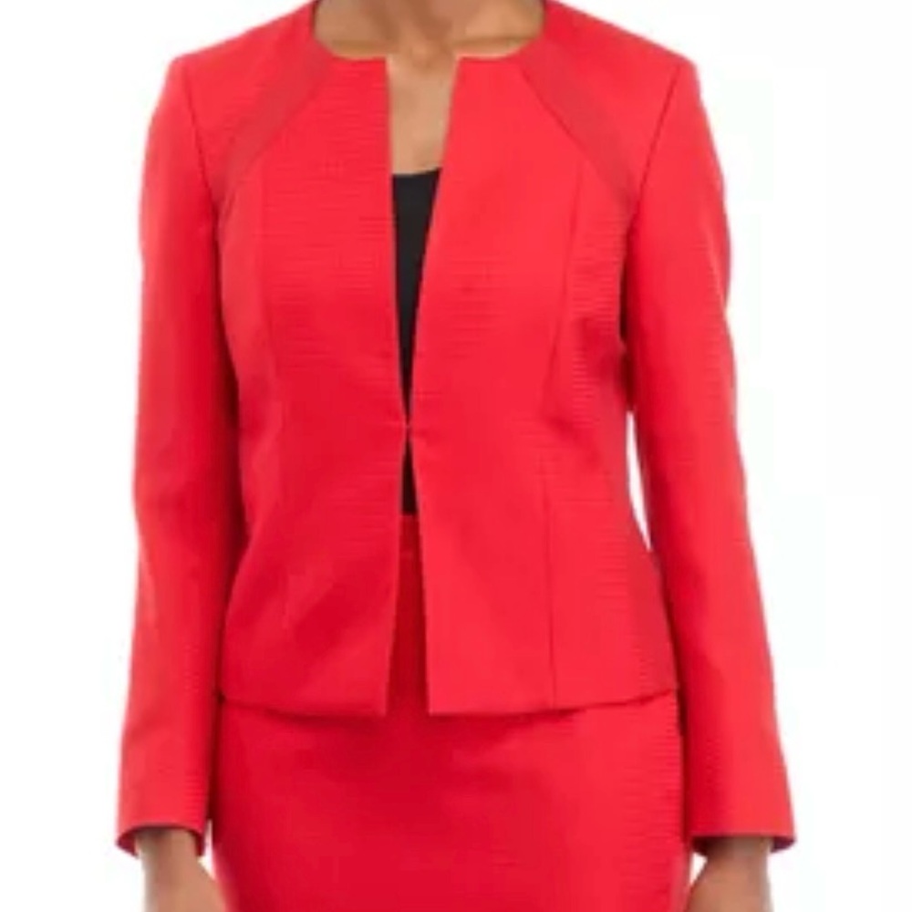 Le Suit Women's Red Jacket Blazer With Hook and Eye Closure Sz 16 NWT - Picture 2 of 15